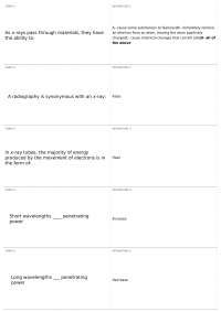 Radiology quiz | ATE 1654L - Veterinary Clinic Practice II