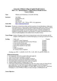 Interdisciplinary Collaboration in Health Services Course Syllabus | IHLT 375