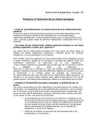 Practica I Derecho de la Unión Europea - Ejercicios de Derecho de la ...