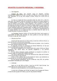 Apuntes filosofía medieval y moderna 1º