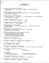 Exam 2 with Partial Solution for Anatomy and Physiology | BIO 1004