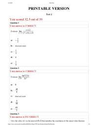 Test 2: Printable Version - Calculus I | MATH 1431 - Docsity