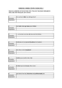ERROR CORRECTION EXERCISE 3 Here is a selection of errors - Apuntes de ...
