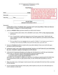 Exam 2 Form A - Fundamentals of Managerial | ACC 312