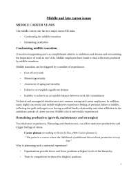 Middle and late career issues