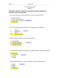 50 MCQs for Midterm Exam 1 - Nutrition and Aging - Spring 2015 | NUT 105