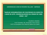Sorvetes artesanais de Cabo Verde-MG: Análise microbiológica e coliformes termotolerantes.