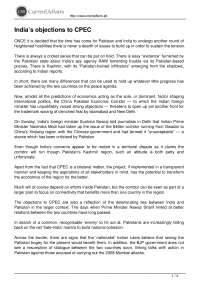 Indias objections to cpec
