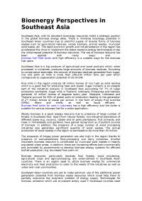 Bioenergy perspectives for Southeast Asia