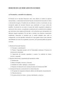 Derecho de los Mercados Financieros: Asignatura y Contenidos