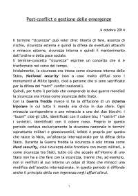 Appunti Post conflict e gestione delle emergenze