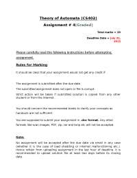 Assignment 4 in CS402: Theory of Automata