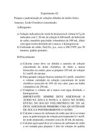 Preparo e padronização de soluções diluídas de ácidos fortes