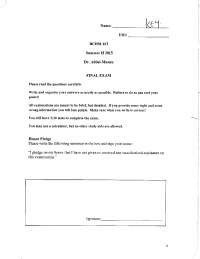 Solutions to Final Exam - Biochemistry and Physiology | BCHM 463