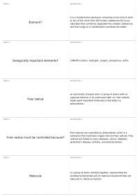 Chemistry of Biologically Important Elements and Molecules