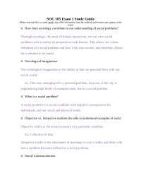 Exam 1 Study Guide - Social Problems | SOC 105