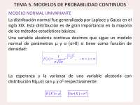 Los modelos de probabilidad continuos - Apuntes de Biología - Docsity