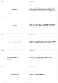 Cell Biology and Membrane Transport: Terms, Definitions, and Processes