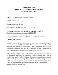 Principles of Macroeconomics Syllabus - ECON 201, Fall 2015, Baton Rouge Community College