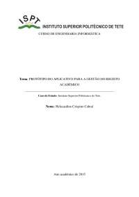 Prototipo do aplicativo para a gestão academica