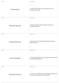 Term 1: Genetics and Population Genetics - Definitions and Concepts