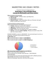 Principles of Marketing - Exam 1 Notes | MKT 3401 - Docsity