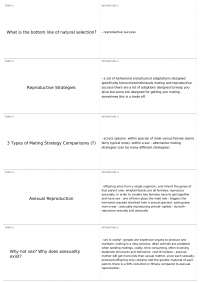 Role of Sex and Asexual Reproduction in Natural Selection and Reproductive Strategies
