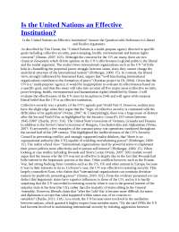 Is the united nations an effective institution