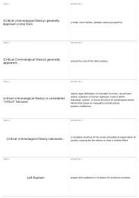 Critical Criminological Theory: An Overview of Key Concepts and Theories