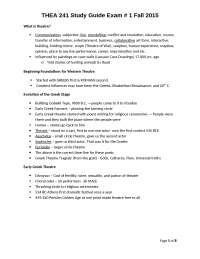 Study Guide Exam 1 for Western Theatre: Live on Stage | THEA 241