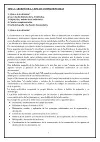 TEMA 1: ARCHIVÍSTICA. CIENCIAS COMPLEMENTARIAS 