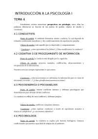 Introducción a la Psicología I - Apuntes de Psicología - Docsity