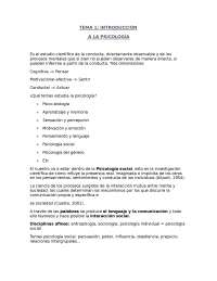 TEMA 1: INTRODUCCIÓN A LA PSICOLOGÍA Es el estudio cientí ﬁ co de l ...