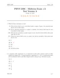 22 MCQs with Answers - Foundations of Physics I - Midterm Exam 2 | PHYS ...