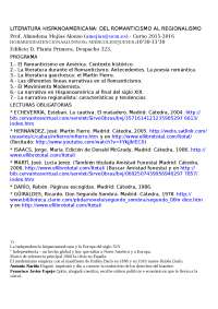 Literatura hispanoamericana del romanticismo al regionalismo