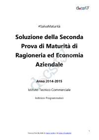 Soluzioni della seconda prova di ragioneria ed economia aziendale - Maturità 2015