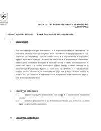 Syllabus ie3004 arquitectura de computadores 1 2015