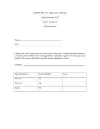 Quiz 1 Version A Questions - Preparatory Chemistry | CHEM 101 - Docsity