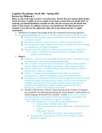 Midterm 1 Study Guide - Cognitive Psychology | PSY 200