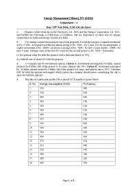 Energy Management Assignment: Electricity Act, Energy Conservation, and Project Analysis
