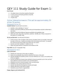 Study Guide for Exam 1 - Physical Geology | GEY 111
