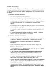 Formas de gobierno - Apuntes de Derecho Constitucional | Docsity
