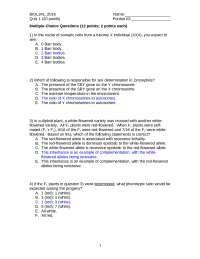 Biology Exam Sample with Solutions (Quiz 1) | BIOL 24100