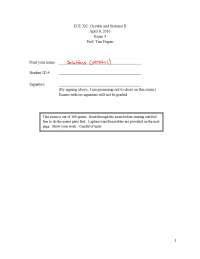 Exam 3 with Solution Key - Circuits and Systems II | ECE 202