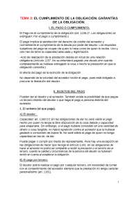 TEMA 3: EL CUMPLIMIENTO DE LA OBLIGACIÓN. GARANTÍAS DE LA OBLIGACIÓ ...