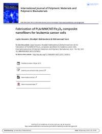 Efficient Delivery of Daunorubicin to Leukemia Cells using PLA/MWCNT/Fe3O4 Nanofibers