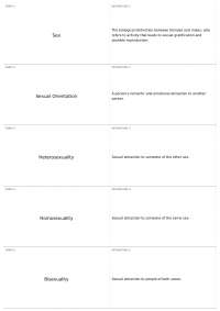 Sex and Sexuality: Terms, Definitions, and Historical Context