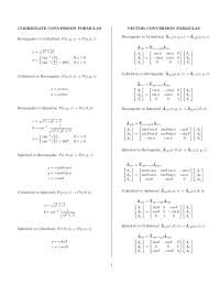 Vector calculus formulas