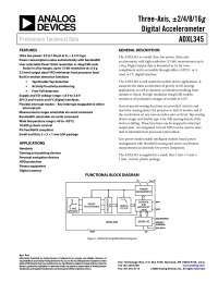Adxl345 three axis, ±2,4,8,16g digital accelerometer analog devices