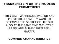 FRANKENSTEIN OR THE MODERN PROMETHEUS | Schemi e mappe concettuali di ...